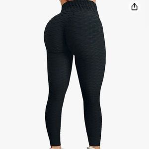 Stretchy Ribbed Butt Black Leggings High Waisted Ruched Booty Leggings Amazon